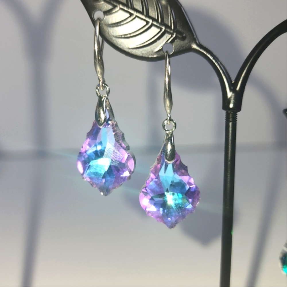 💜 Beautiful Silver Plated Multicolored Drop Earrings ☆》NWT《☆